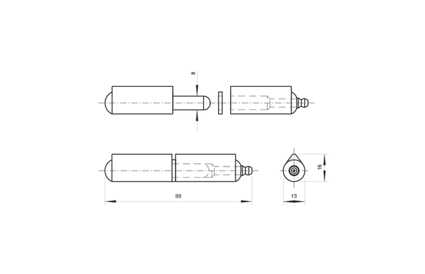 Bullet Hinge | Mild Steel | Greaseable